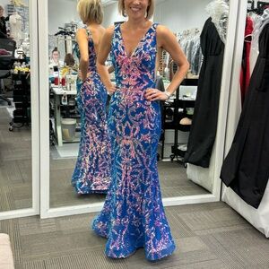 Jovani iridescent mermaid dress